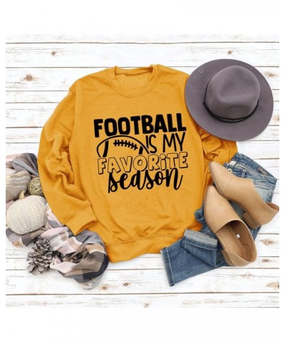 Women Football Is My Favorite Season Sweatshirt Long Sleeve Game Day Sweatshirt Green $14.49 Hoodies & Sweatshirts