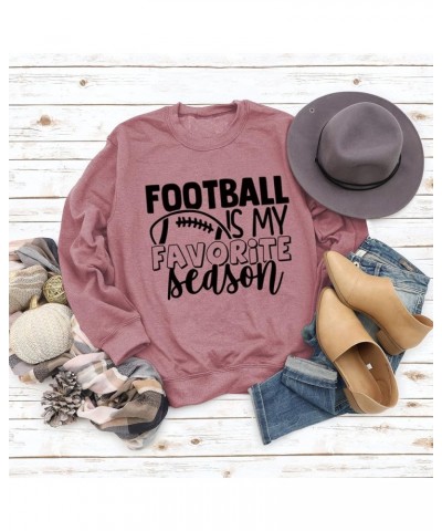 Women Football Is My Favorite Season Sweatshirt Long Sleeve Game Day Sweatshirt Green $14.49 Hoodies & Sweatshirts