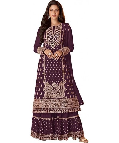 Ready to wear Embroidered Georgette Indian Pakistani Salwar Suit for Women Ready to Wear Magenta_1 $32.83 Suits