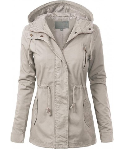 Women's Lightweight Military Safari Anorak Utility Junior Fit Hoodie Jacket Stone Grey (Junior Fit) $23.96 Jackets