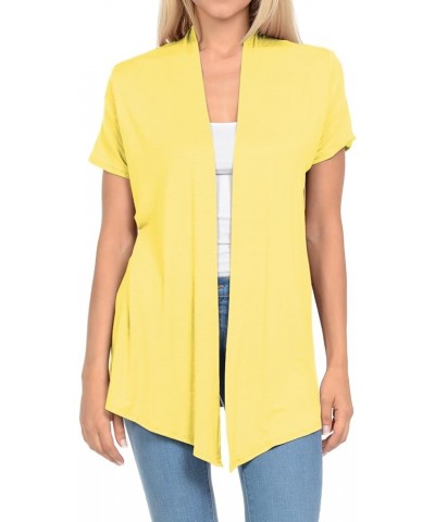 Women's Short Sleeve Open Front Vest (15+ Colors/S-3XL) Yellow $8.39 Sweaters