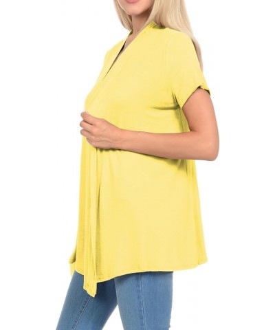 Women's Short Sleeve Open Front Vest (15+ Colors/S-3XL) Yellow $8.39 Sweaters