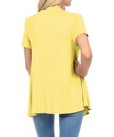 Women's Short Sleeve Open Front Vest (15+ Colors/S-3XL) Yellow $8.39 Sweaters