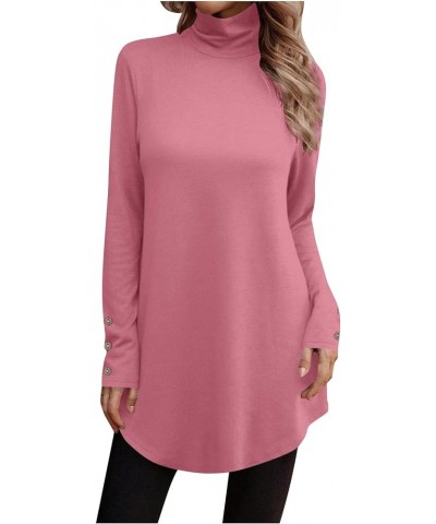 Fall Tops For Women 2023,Womens Trendy Gradient Turtleneck Long Sleeve Tee For Leggings Irregular Hem Tunic Long Top 1-pink $...