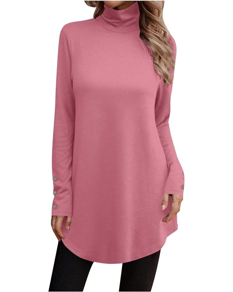 Fall Tops For Women 2023,Womens Trendy Gradient Turtleneck Long Sleeve Tee For Leggings Irregular Hem Tunic Long Top 1-pink $...