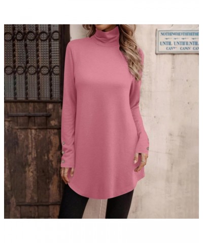 Fall Tops For Women 2023,Womens Trendy Gradient Turtleneck Long Sleeve Tee For Leggings Irregular Hem Tunic Long Top 1-pink $...