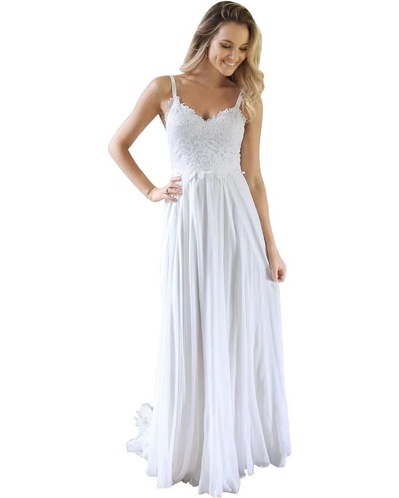 Simple Boho Wedding Dresses for Bride 2024 Mermaid Lace Spaghetti Straps V Neck Beach Bridal Gowns O-white $42.84 Dresses