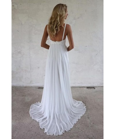 Simple Boho Wedding Dresses for Bride 2024 Mermaid Lace Spaghetti Straps V Neck Beach Bridal Gowns O-white $42.84 Dresses