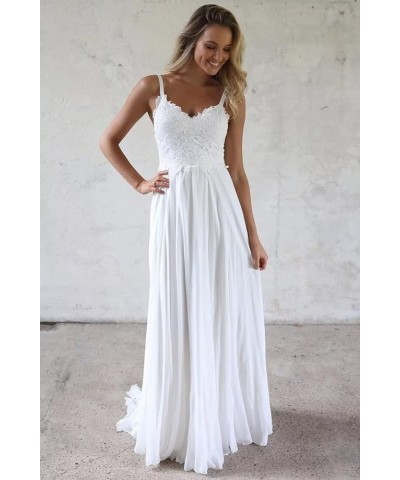 Simple Boho Wedding Dresses for Bride 2024 Mermaid Lace Spaghetti Straps V Neck Beach Bridal Gowns O-white $42.84 Dresses